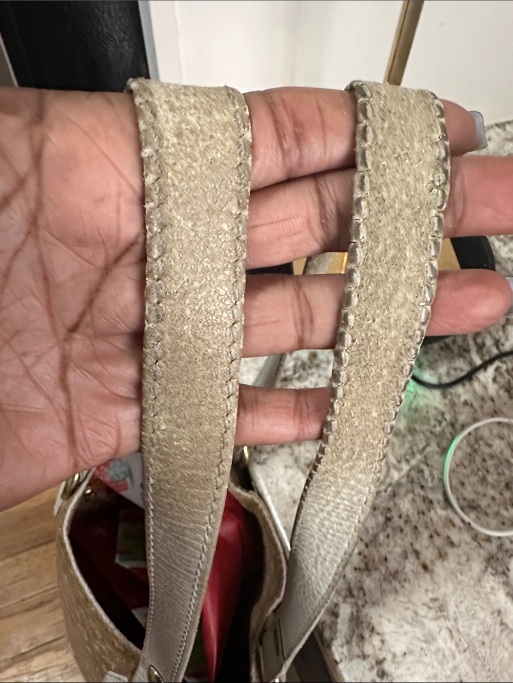 Louis Vuitton Beige Monogram Tote with Red and Black Chevron Accent. PROJECT BAG - Picture 7 of 13